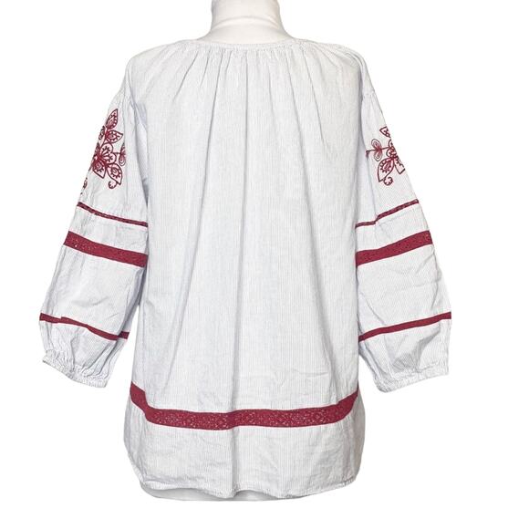 Anthropologie velvet by graham & Spencer Ola embroidered peasant top Sz M - Picture 11 of 11